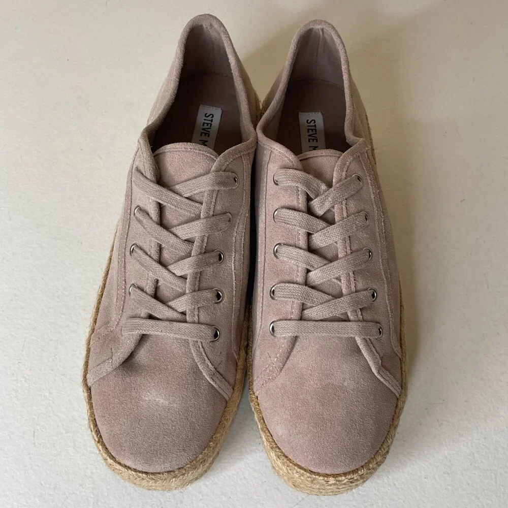 Steve Madden Hampton Tan Suede Platform Espadrille Sneakers Size 10
